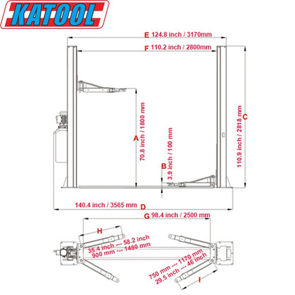 Katool KT-H105 2 Post Car Lift 10,000lb
